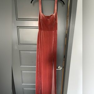 Extremely soft and comfortable burnt salmon velvet gown